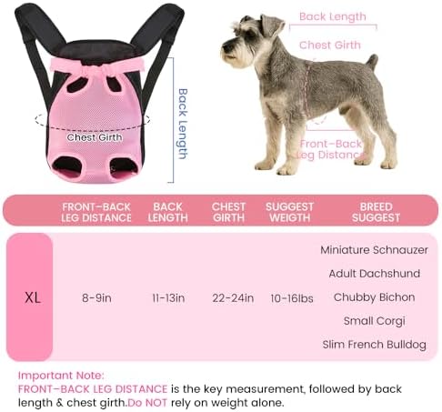 Mosago Dog Backpack Carrier, Front Chest Carrier for Small Dogs, Pink, XL - Image 2