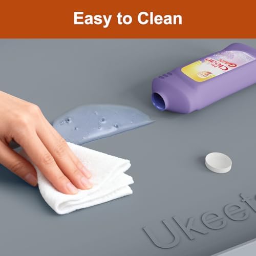 19" x 28" Extra Thick Silicone Mat Waterproof with Raised Edge, Gray - Image 6