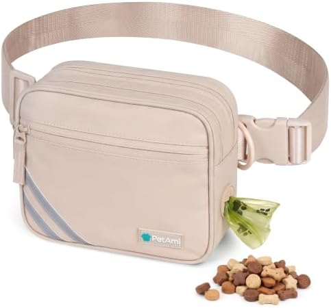PetAmi Dog Walking Bag, 3-in-1 Crossbody Fanny Pack Treat Pouch, Beige by PetAmi