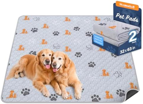 WanpeeGoo Washable Pee Pads for Dogs, Waterproof, 32 x 63 in, 2 Pack, Orng by WanpeeGoo