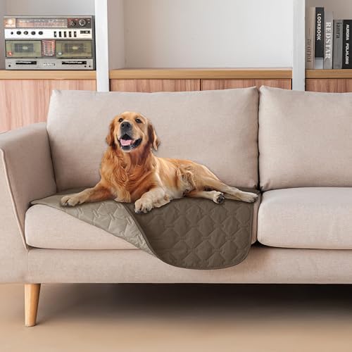 gogobunny 100% Double Sided Waterproof Dog Blanket Soft Pet Bed Cover Reversible Protect Furniture Couch Sofa Car for Puppy Cat Kids (Dark Walnut/Light Walnut, 30x30 Inch (Pack of 1)) by gogobunny