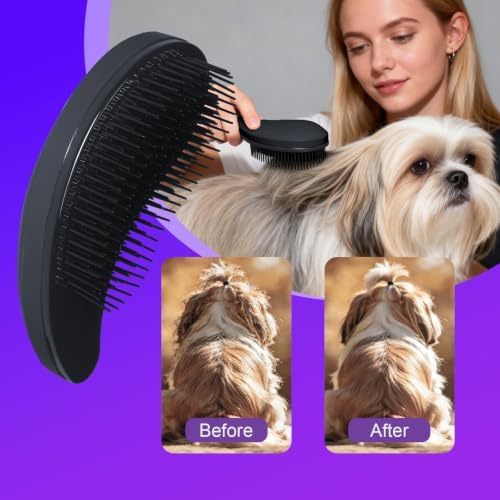 Small Dog Brush, Skin-friendly Soft Bristles (Black) - Image 5