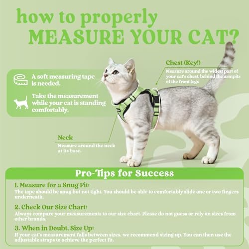 rabbitgoo Cat Harness and Leash Set, Escape Proof Vest, Light Green - Image 2