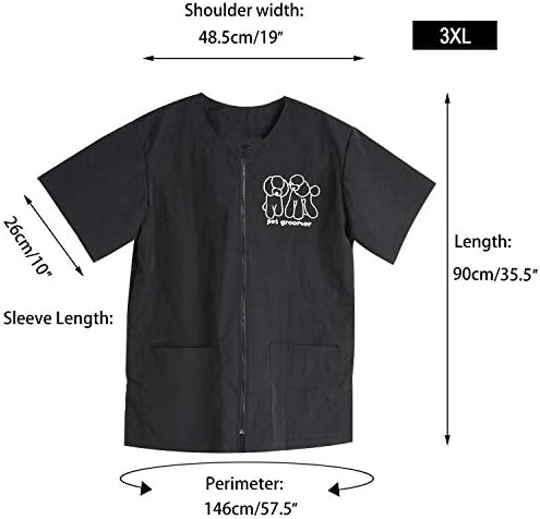 Hair Repellent Short Sleeve Pet Groomer Smock with Pockets, 3XL Size - Image 3