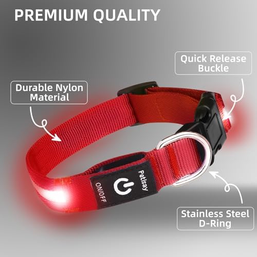 Super Bright LED Dog Collar, Waterproof Light up Collars(Red, Large) - Image 6