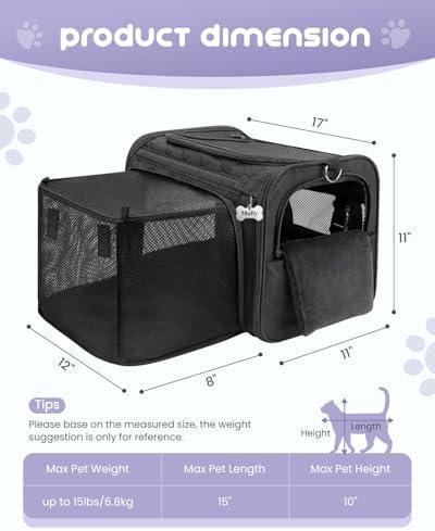 MIDOG Soft Cat Carrier Airline Approved, Expandable for Cats Up to 15lbs - Image 5