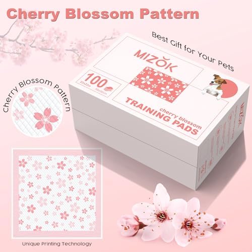 MIZOK Pink Puppy Pads with Adhesive Tabs Disposable No Leak 22x22in 100Ct - Image 2