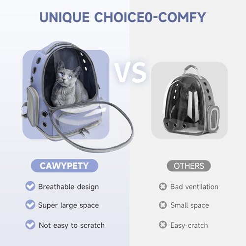 Cawypety Cat Backpack Carrier Large Space Bubble Backpack up to 12lbs Blue - Image 2