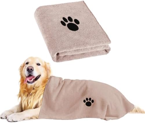 Puomue Microfiber Dog Towels for Drying Dogs, Super Absorbent and Soft Pet Grooming Towel, 40 Inch X 23.6 Inch, Perfect for Large, Medium or Small Dogs (Camel, 40"X23.6" - 1pack) by Puomue