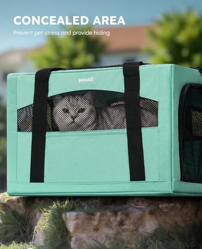 Pecute Cat Carrier Stable, Pet Carrier with Privacy Partition,Light Green - Image 4