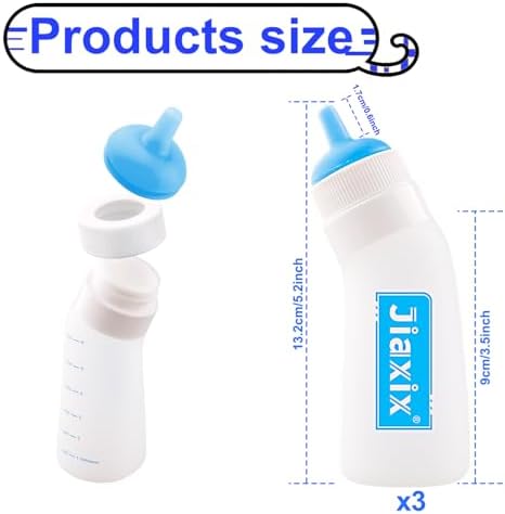 3 Pack Kitten Silicone Nursing Bottle,Silicone Feeding Nipple, Reusable Newborn Kitten Supplies, Suitable for Feeding, Puppy, Rabbit, Hamster (Blue, Large) - Image 2