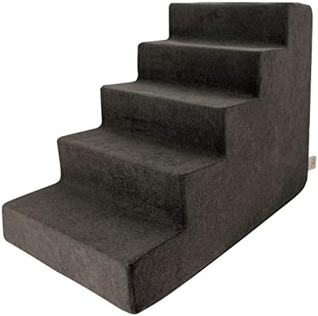 Best Pet Supplies Dog Stairs for Small Dogs & Cats, Foam Pet Steps Portable Ramp for Couch Sofa and High Bed Non-Slip Balanced Indoor Step Support, Paw Safe No Assembly - Dark Brown, 5-Step by BestPetSuppliesLLC