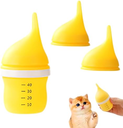 Kitten Bottles for Nursing,Puppy Bottles for Nursing Puppy Milk, Anti-Choking Puppy Feeder Design, with 2 Extra Replaceable Silicone Nipples for Convenient Replacement(Yellow) by LogFaadCoi