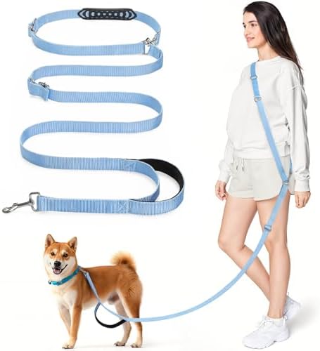 8.5ft Hands Free Dog Leash Adjustable for Medium Dogs, Blue by Tivray