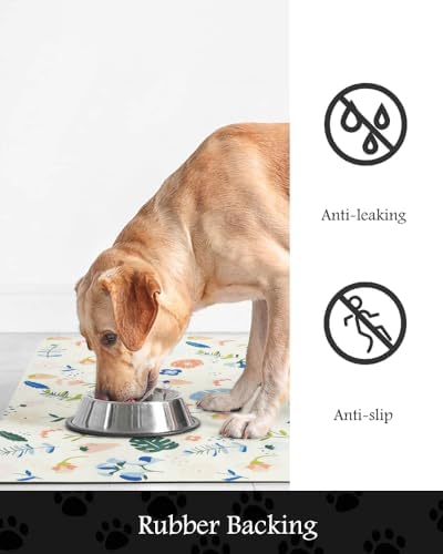 Pet Feeding Mat-Absorbent Dog Mat for Food and Water Bowl-No Stains Quick Dry Water Dispenser Mat-Dog Accessories Pet Supplies-Bowl for Messy Drinkers（LIGHTFLOWERS,12"x19" - Image 5