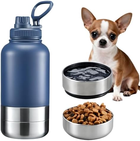 Cibaabo Insulated Dog Water Bottle 32oz Keep Water Cool with 2 Bowls by Cibaabo
