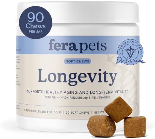 Fera Pets Longevity Chews for Dogs - NAD+ Production with NMN - 90 Chews by FeraPets