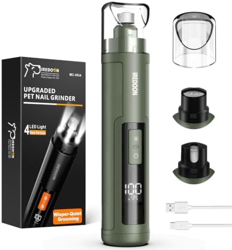 IREDOON Dog Nail Grinder with 4 LED Lights, 3 Speeds Super Quiet for Pets by IREDOON
