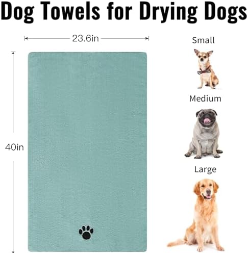 Puomue Microfiber Dog Towels for Drying Dogs, Super Absorbent and Soft Pet Grooming Towel, 40 Inch X 23.6 Inch, Perfect for Large, Medium or Small Dogs, Lake Blue - Image 3
