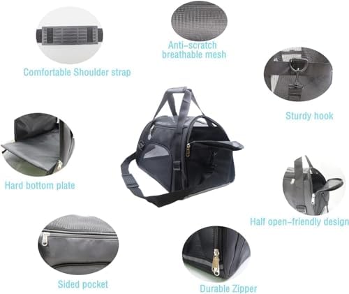 ZaneSun Cat Carrier,Soft-Sided Pet Travel Carrier for Cats,Dogs Puppy Comfort Portable Foldable Pet Bag Airline Approved (Medium-Black) - Image 4