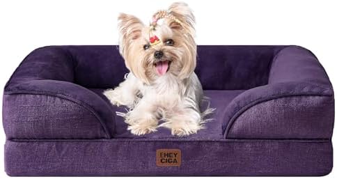 EHEYCIGA Orthopedic Small Dog Bed, Waterproof Memory Foam Washable Pet Beds by EHEYCIGA