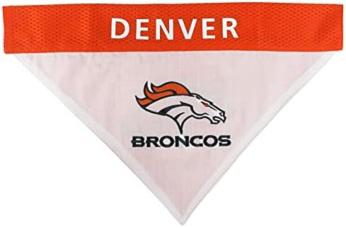 NFL DOG BANDANA - DENVER BRONCOS REVERSIBLE PET BANDANA. 2 Sided Sports Bandana with a PREMIUM Embroidery TEAM LOGO, Small/Medium. - 2 Sizes & 32 NFL Teams available - Image 4