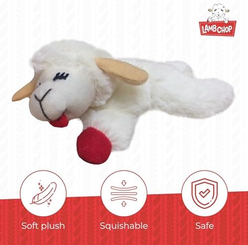 Multipet Lamb Chop Cat Plush Toy w/Catnip - Small Cat Chew Toy - Image 3