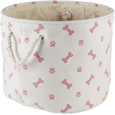 Bone Dry Pet Storage Collection Paw and Bone Print, Medium Round, 12x15x15, Rose - Image 2