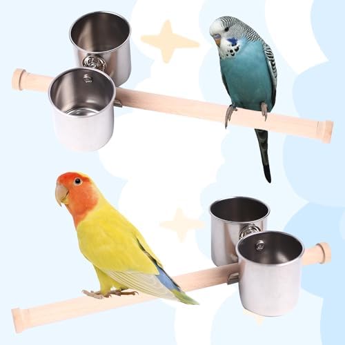 Bird Carrier, Portable Small Bird Parrot Parakeet Carrier with Standing Perch and Stainless Steel Tray, Side Access Window Collapsible (Silver, Clamp Cups) - Image 4