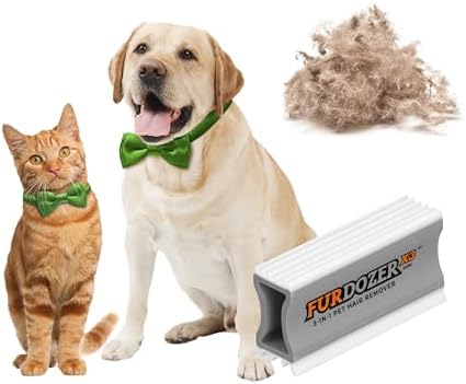 FurDozer Pet Hair Remover & Auto Detailing Tools - Cat & Dog Hair Remover for Carpets, Car Interiors, Couches, Bedding, & Pet Furniture (Gray, X3 MINI - 3.5" Long) by NeaterPetBrands