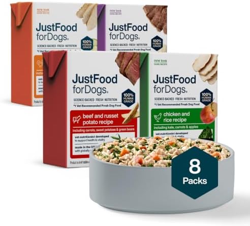JustFoodForDogs Pantry Fresh Dog Food Variety Pack, Complete Meal or Topper, Beef, Chicken, Turkey, & Lamb Human Grade Recipe - 12.5 oz (Pack of 8) by JustFoodForDogs
