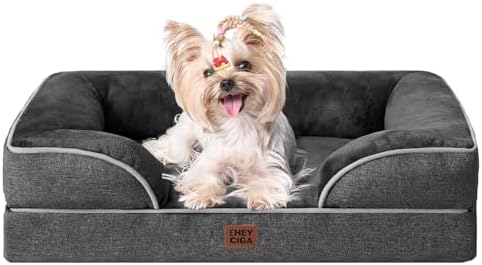 EHEYCIGA Orthopedic Small Dog Bed, Waterproof Memory Foam Washable Pet Beds by EHEYCIGA