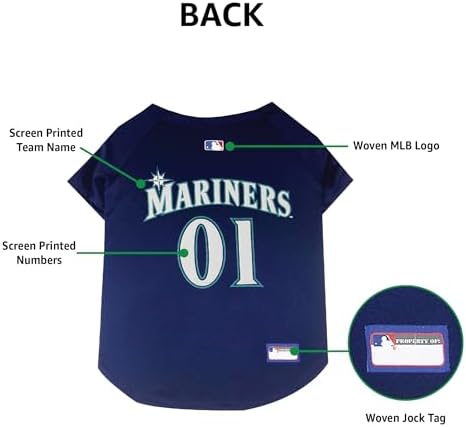 Official MLB Seattle Mariners Pet Jersey for Dogs & Cats, Size X-Small - Stylish Baseball Jersey for Your Furry Fan- Show Off Team Spirit with The Perfect Fan Apparel Gear for Pet, Dog & Cat - Image 6