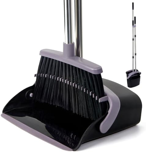 Broom and Dustpan Combo Set,55" Long Handle,Charcoal by XXFLOWER