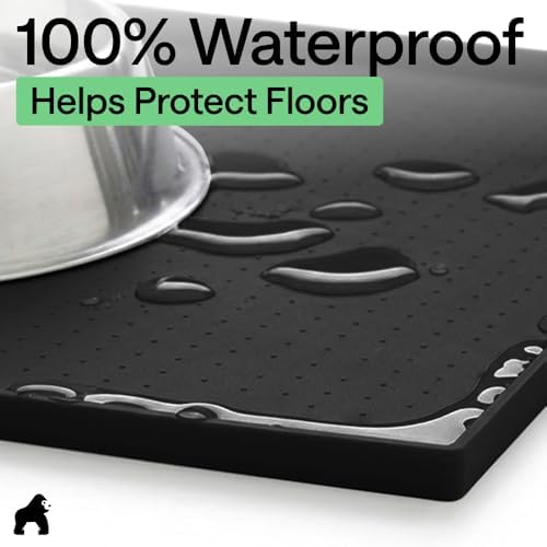 GORILLA GRIP Dog Food Mat, 100% Waterproof Silicone, 23x15 Black - Image 4