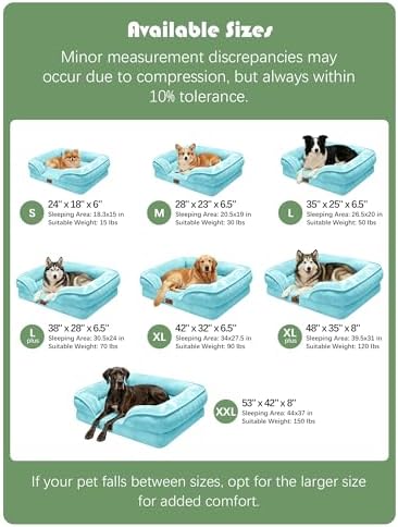 Spotted Play Orthopedic Dog Bed with Sides - Sofa Beds for Extra Large Dogs, Supportive Foam Pet Couch Bed with Washable Removable Cover, Waterproof Lining and Non-Slip Bottom, Ice Blue - XL - Image 7