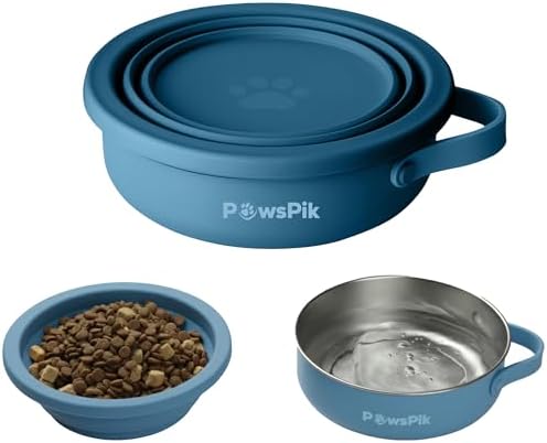 PawsPik 2-in-1 Travel Dog & Cat Bowl – Collapsible BPA-Free Silicone by PawsPik