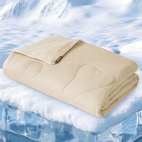 ZOMISIA Cooling Blanket for Large Dogs - Washable Dog Cooling Mat for Hot Weather, Travel Soft Pet Summer Essentials, Khaki, 40"x50" by Zomisia