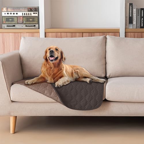 gogobunny 100% Double Sided Waterproof Dog Blanket Soft Pet Bed Cover Reversible Protect Furniture Couch Sofa Car for Puppy Dog Cat (Dark Coffee/Light Coffee, 30x30 Inch (Pack of 1)) by gogobunny