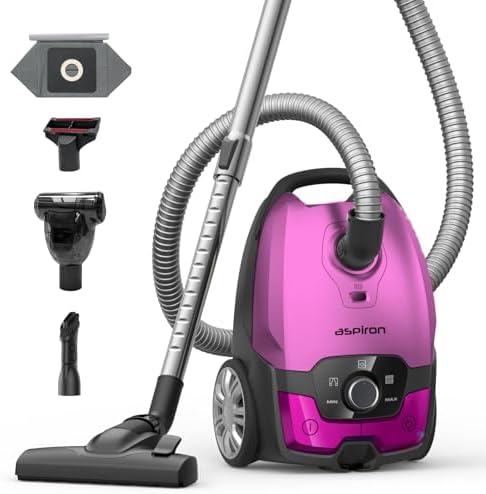 Aspiron Canister Vacuum,1700W/45KPA Bagged Vacuum Cleaner,Easy to Push by aspiron