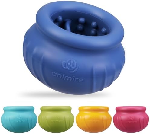 Wobbly Dog Enrichment Lick Toy, Stuffable Frozen Lick Bowl to Keep Dogs Busy, Long-Lasting Interactive Treat Dispensing Dog Toy, Silicone Fetch Catch Chew Toy(Dark Blue,L) by Animire