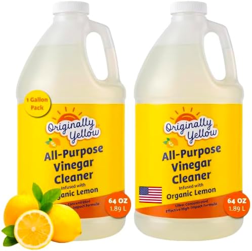 Originally Yellow Lemon White Vinegar For Cleaning Purpose 1 Gallon | USA Made All Purpose Cleaner | Use as Glass, Kitchen & Floor Cleaner | Plant Derived Cleaning Vinegar 1 Gallon in 2 pack | 128 Oz by OriginallyYellow