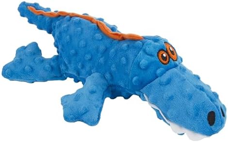 goDog Gators Squeaky Plush Dog Toy with Chew Guard Technology, Durable Fabric & Squeaker for Active Play, Blue, Large by goDog