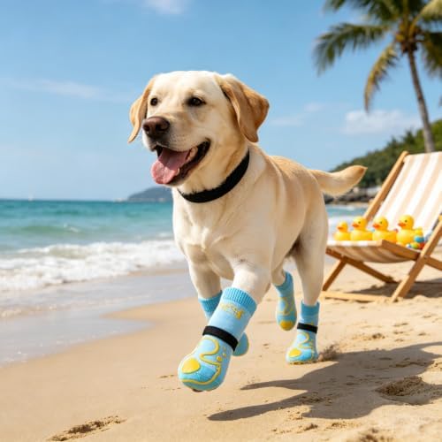 KOOLTAIL Dog Socks Shoes for Hot Pavement to Prevent Licking Paws, Winter Dog Boots&Paw Protector for Hardwood Floors Anti Slip,Traction Control Grip Booties for Small Medium Large Senior Dogs,Blue SM - Image 2