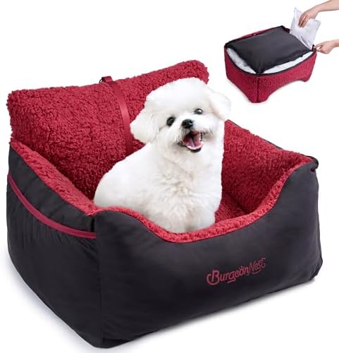 BurgeonNest Dog Car Seat for Small Dogs & Cats Under 25 lbs, Black red by Lifelongfriendsbelovedfamily