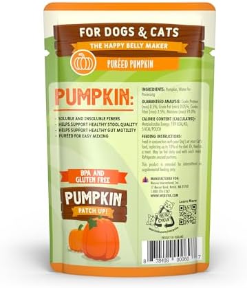 Weruva Pumpkin Patch Up! Pumpkin Puree Pet Food Supplement for Dogs & Cats, 1.05oz Pouch (Pack of 48) - Image 3