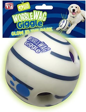 Wobble Wag Giggle Glow in the Dark | Rolling Enrichment Toy for Playtime, Interactive Play for Indoor or Outdoor, Keeps Dogs & Puppies Large, Medium or Small Busy & Moving, As Seen on TV | Pack of 1 by WobbleWagGiggle