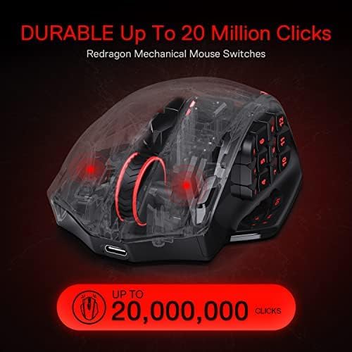 Redragon M913 Wireless RGB MMO Gaming Mouse 16000 DPI Remapping Keys | Cable-Free 0 Delay Dedicated for FPS Gamers, Redefine Keybinding Macro, Vibing Backlight, Ergonomic Grip Body Comfort - Image 2