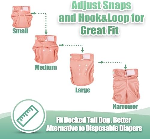 wegreeco Frenchie Dog Diapers Female No Tail Hole, Washable Pet French Puppy Bulldog Diapers Female for Period Heat, Reusable Doggy Doggie Dog Diapers （Medium） - Image 5