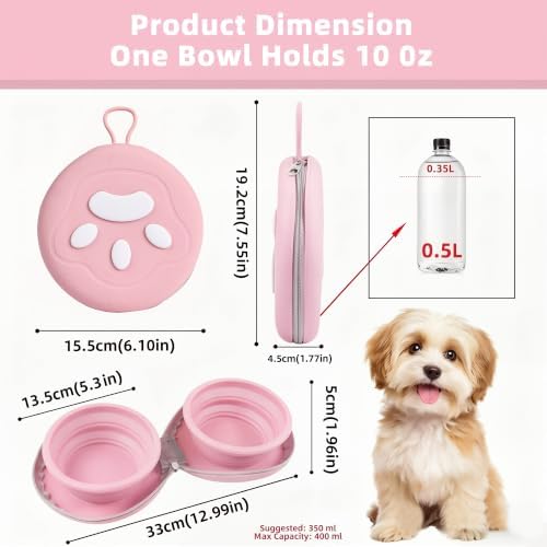 Zegcohjave 2-in-1 Collapsible Dog Bowls,Portable Dog Food and Water Bowl - Image 2